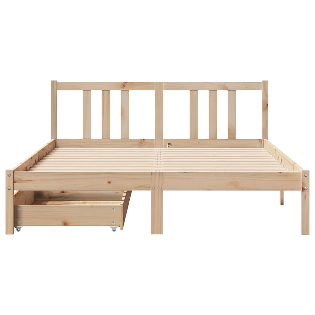 vidaXL Cadru de pat fără saltea, 135x190 cm, lemn masiv de pin