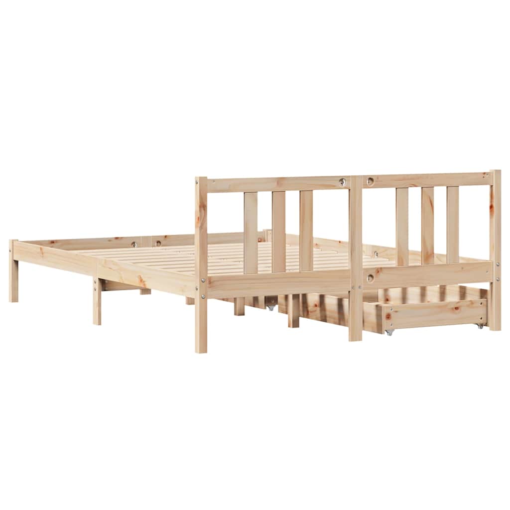 vidaXL Cadru de pat fără saltea, 135x190 cm, lemn masiv de pin