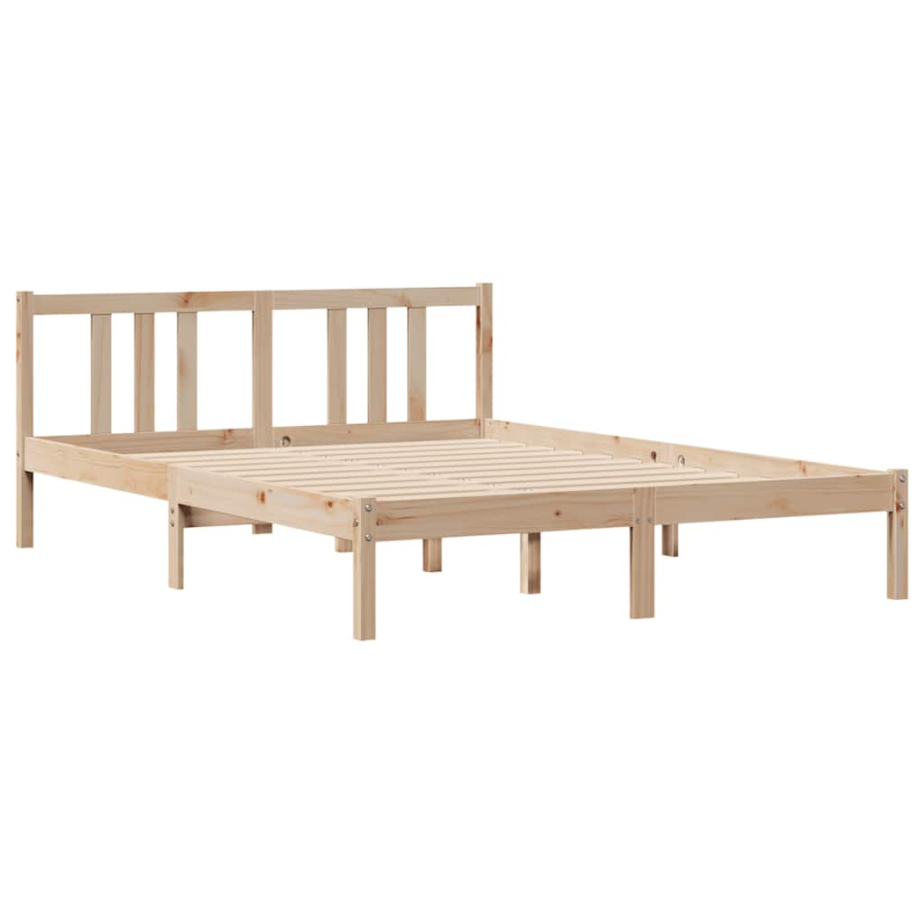 vidaXL Cadru de pat fără saltea, 135x190 cm, lemn masiv de pin