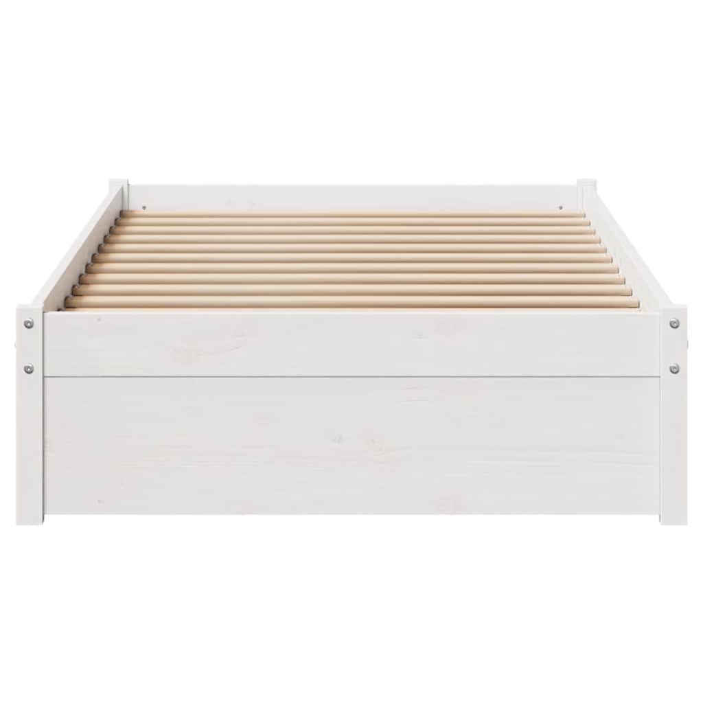 vidaXL Cadru de pat fără saltea, alb, 75x190 cm, lemn masiv de pin