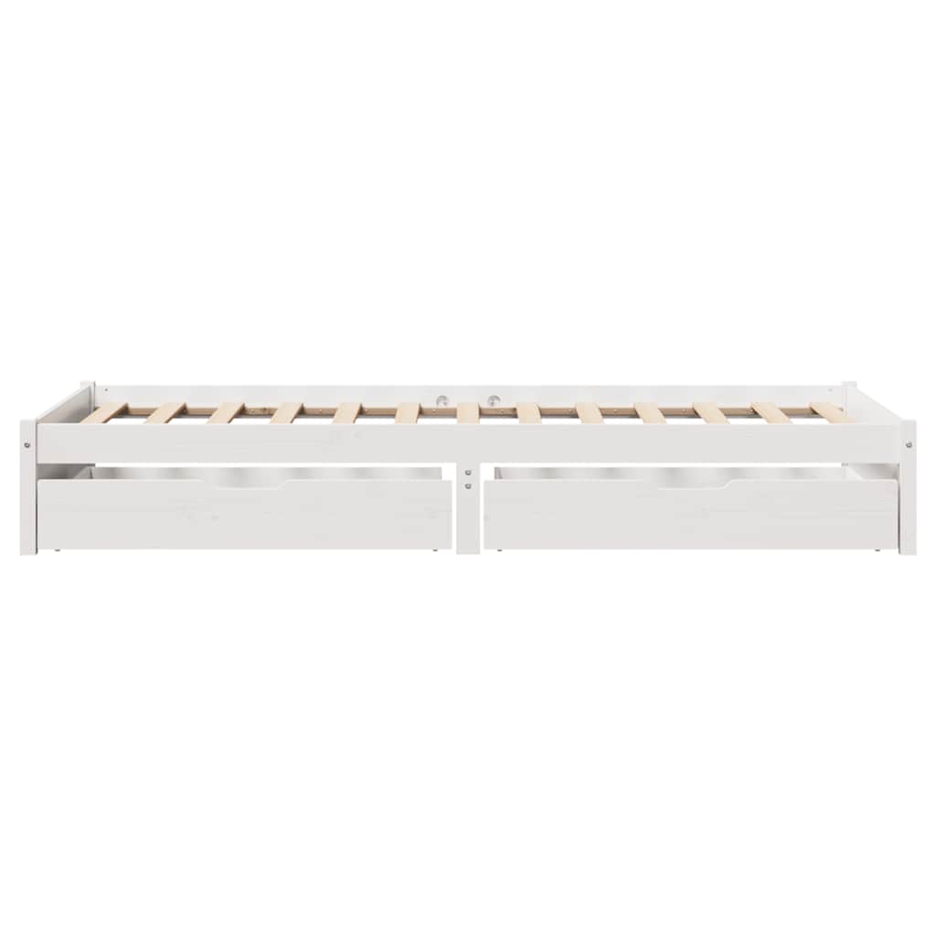 vidaXL Cadru de pat fără saltea, alb, 75x190 cm, lemn masiv de pin