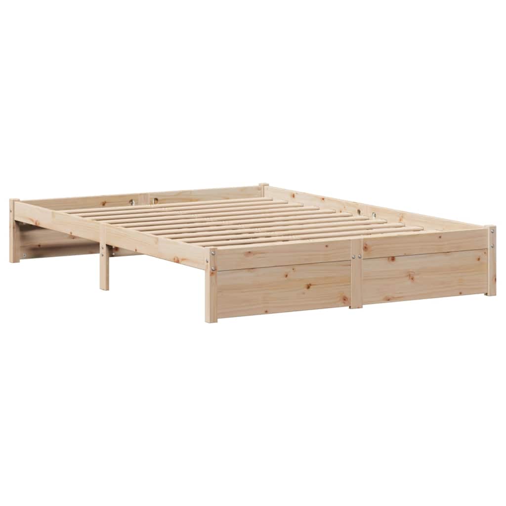 vidaXL Cadru de pat fără saltea, 135x190 cm, lemn masiv de pin
