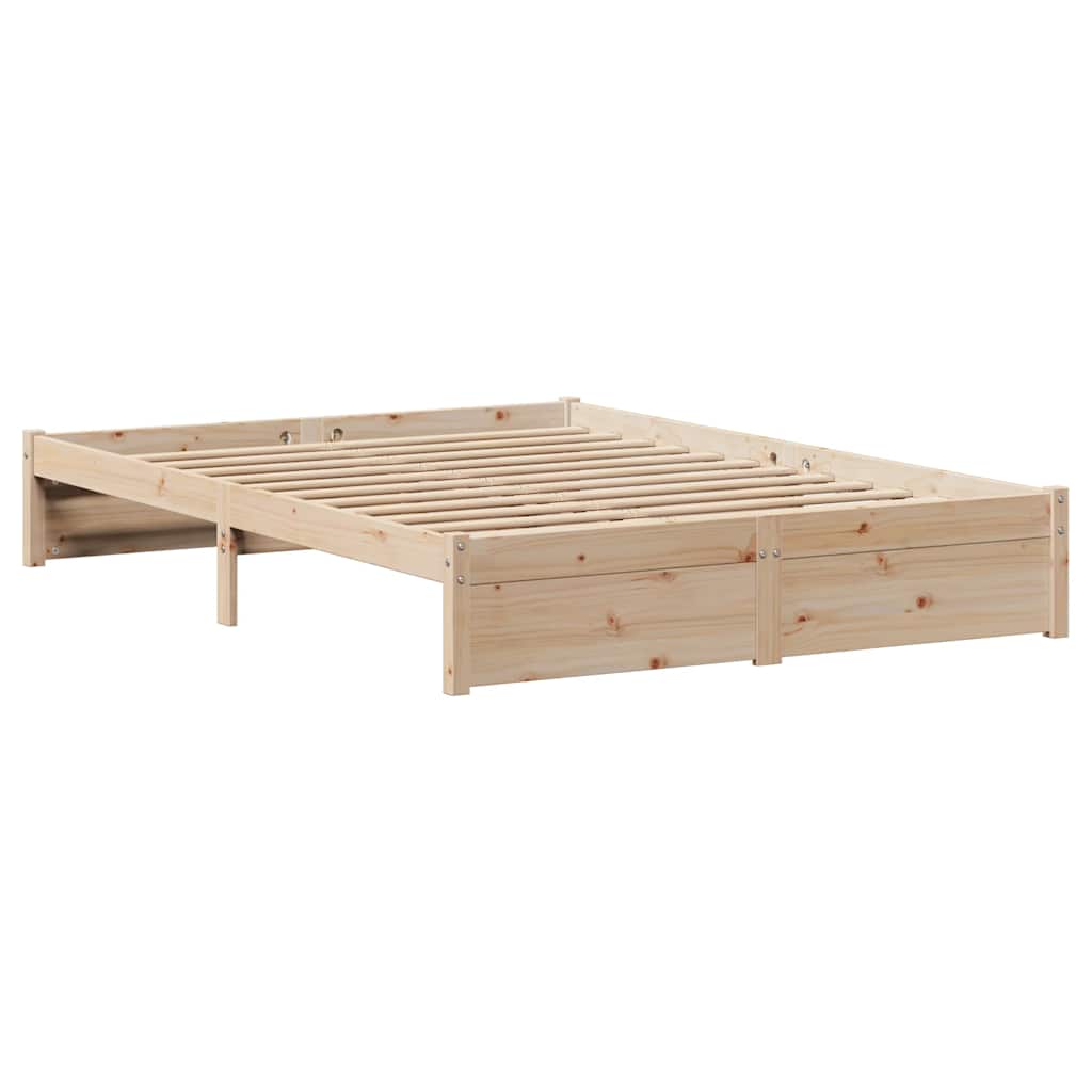 vidaXL Cadru de pat fără saltea, 135x190 cm, lemn masiv de pin