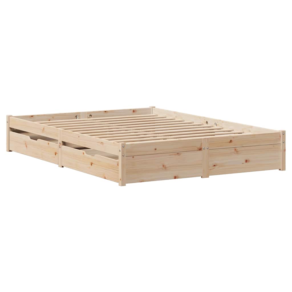 vidaXL Cadru de pat fără saltea, 140x190 cm, lemn masiv de pin vidaXL Cadru de pat fără saltea, 140x190 cm, lemn masiv de pin