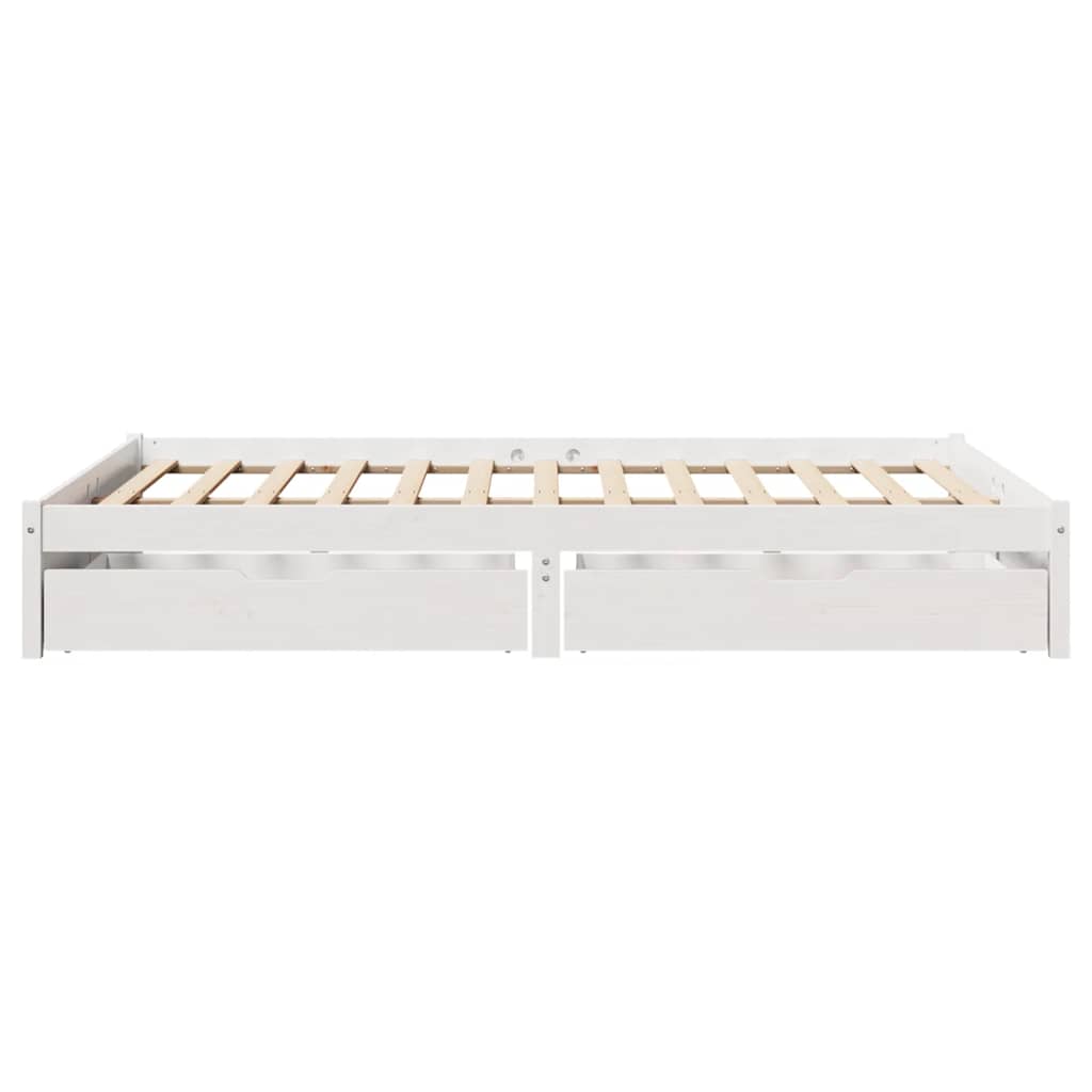 vidaXL Cadru de pat fără saltea, alb, 140x190 cm, lemn masiv de pin