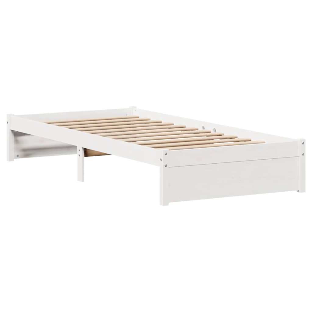 vidaXL Cadru de pat fără saltea, alb, 90x200 cm, lemn masiv pin