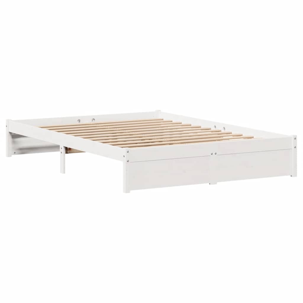 vidaXL Cadru de pat fără saltea, alb, 120x200 cm, lemn masiv pin vidaXL Cadru de pat fără saltea, alb, 120x200 cm, lemn masiv pin