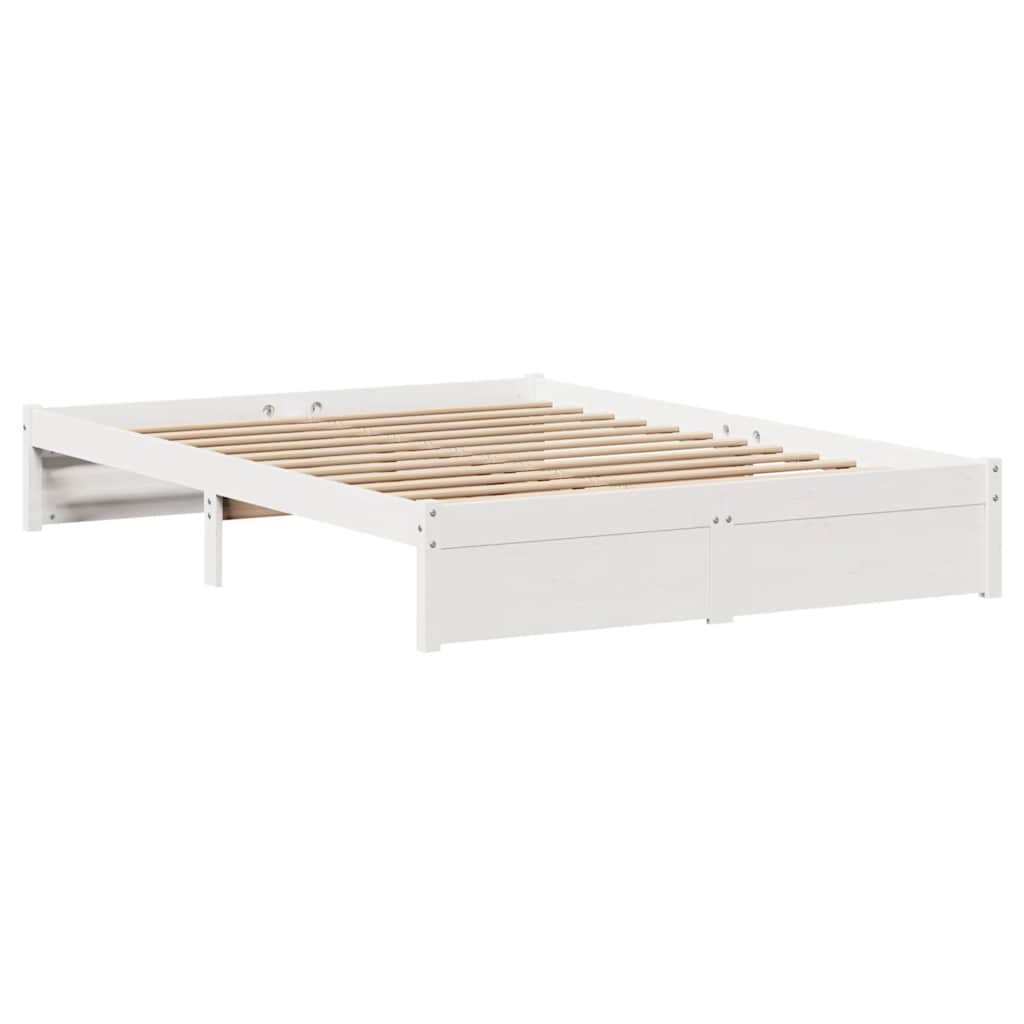 vidaXL Cadru de pat fără saltea, alb, 120x200 cm, lemn masiv pin vidaXL Cadru de pat fără saltea, alb, 120x200 cm, lemn masiv pin