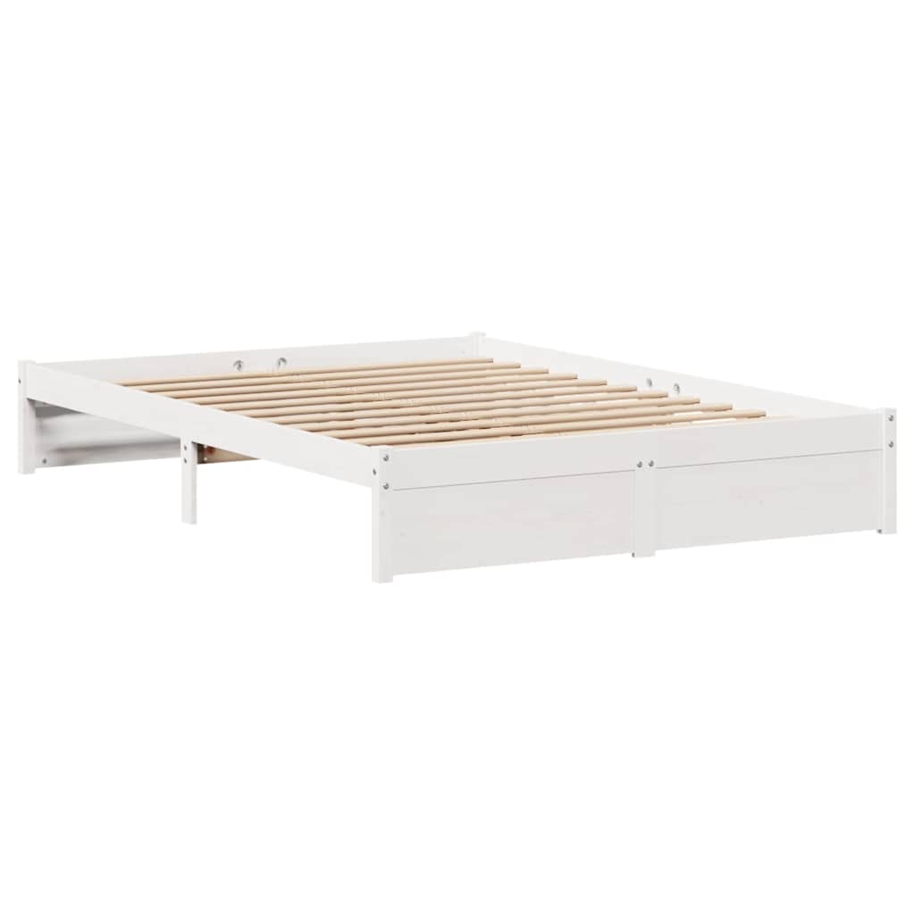 vidaXL Cadru de pat fără saltea, alb, 150x200 cm, lemn masiv pin vidaXL Cadru de pat fără saltea, alb, 150x200 cm, lemn masiv pin