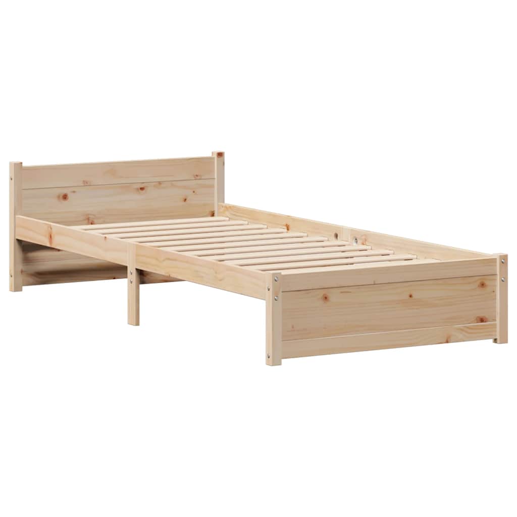 vidaXL Cadru de pat fără saltea, 75x190 cm, lemn masiv de pin