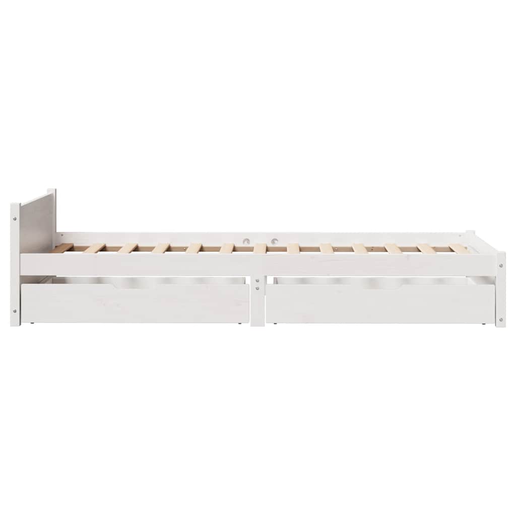 vidaXL Cadru de pat fără saltea, alb, 75x190 cm, lemn masiv de pin