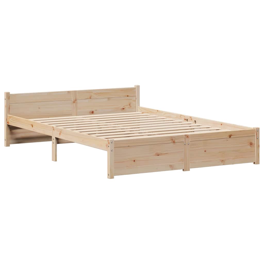 vidaXL Cadru de pat fără saltea, 135x190 cm, lemn masiv de pin