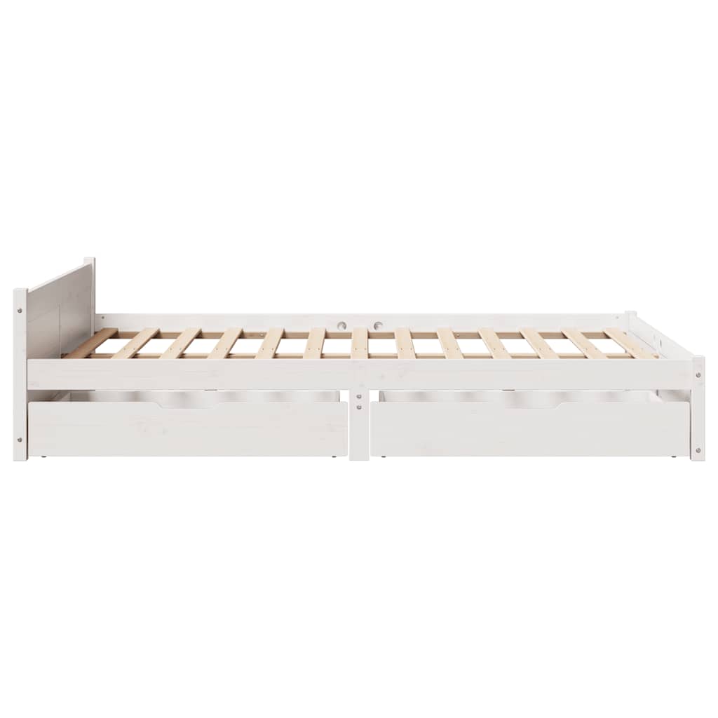 vidaXL Cadru de pat fără saltea, alb, 150x200 cm, lemn masiv pin vidaXL Cadru de pat fără saltea, alb, 150x200 cm, lemn masiv pin