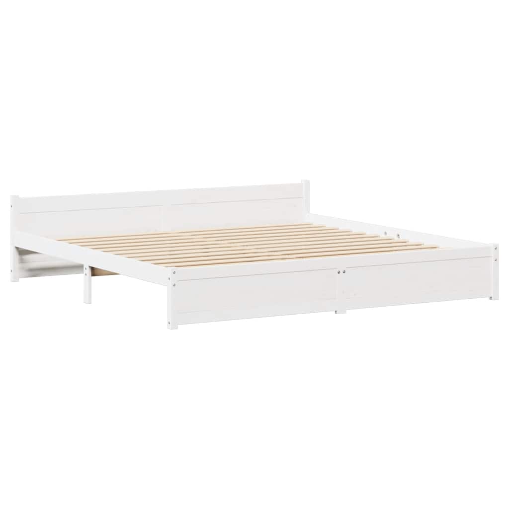 vidaXL Cadru de pat fără saltea, alb, 160x200 cm, lemn masiv pin