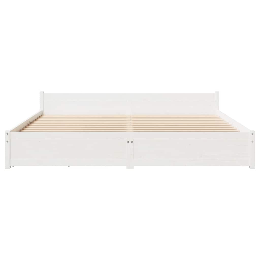vidaXL Cadru de pat fără saltea, alb, 180x200 cm, lemn masiv pin
