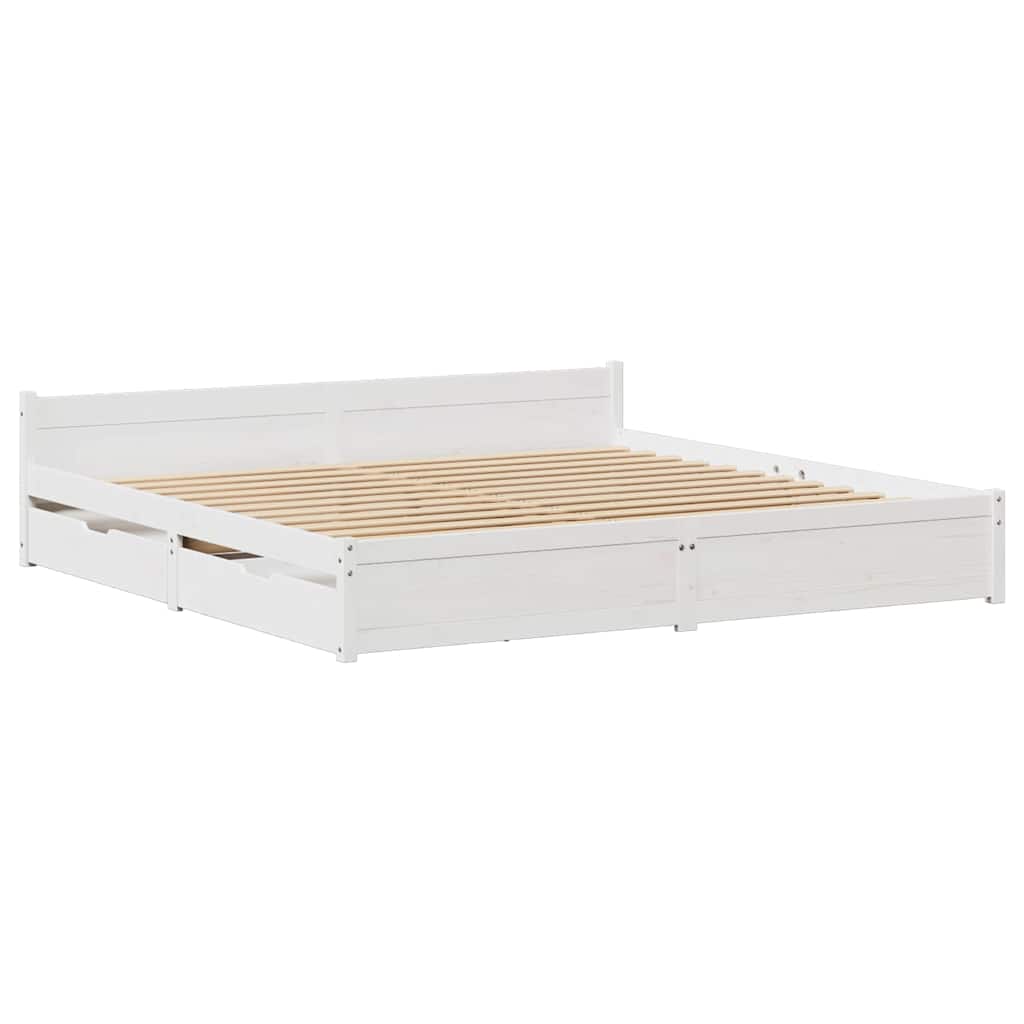 vidaXL Cadru de pat fără saltea, alb, 200x200 cm, lemn masiv pin