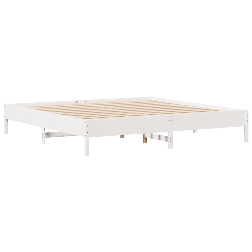 vidaXL Cadru de pat fără saltea, alb, 180x200 cm, lemn masiv pin