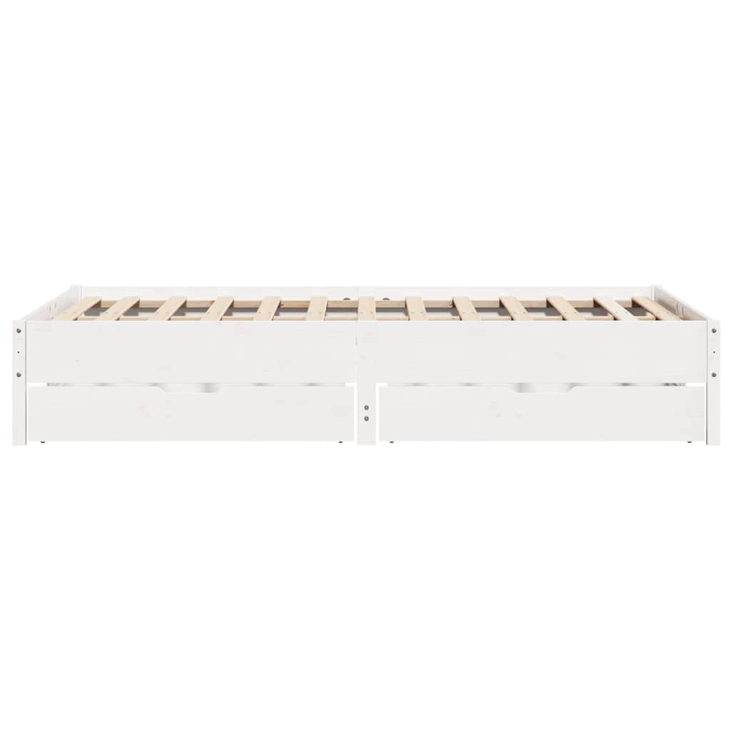 vidaXL Cadru de pat fără saltea, alb, 140x200 cm, lemn masiv pin