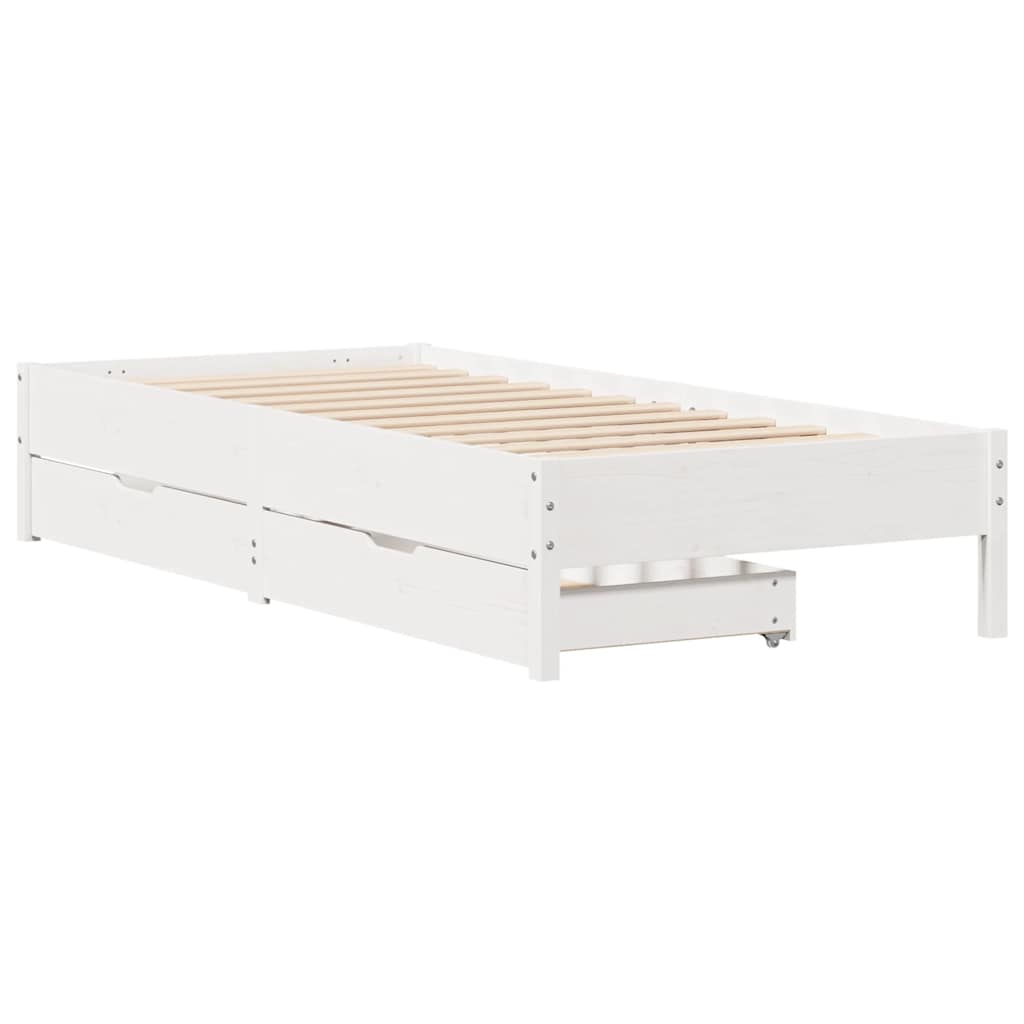 vidaXL Cadru de pat fără saltea, alb, 90x200 cm, lemn masiv pin