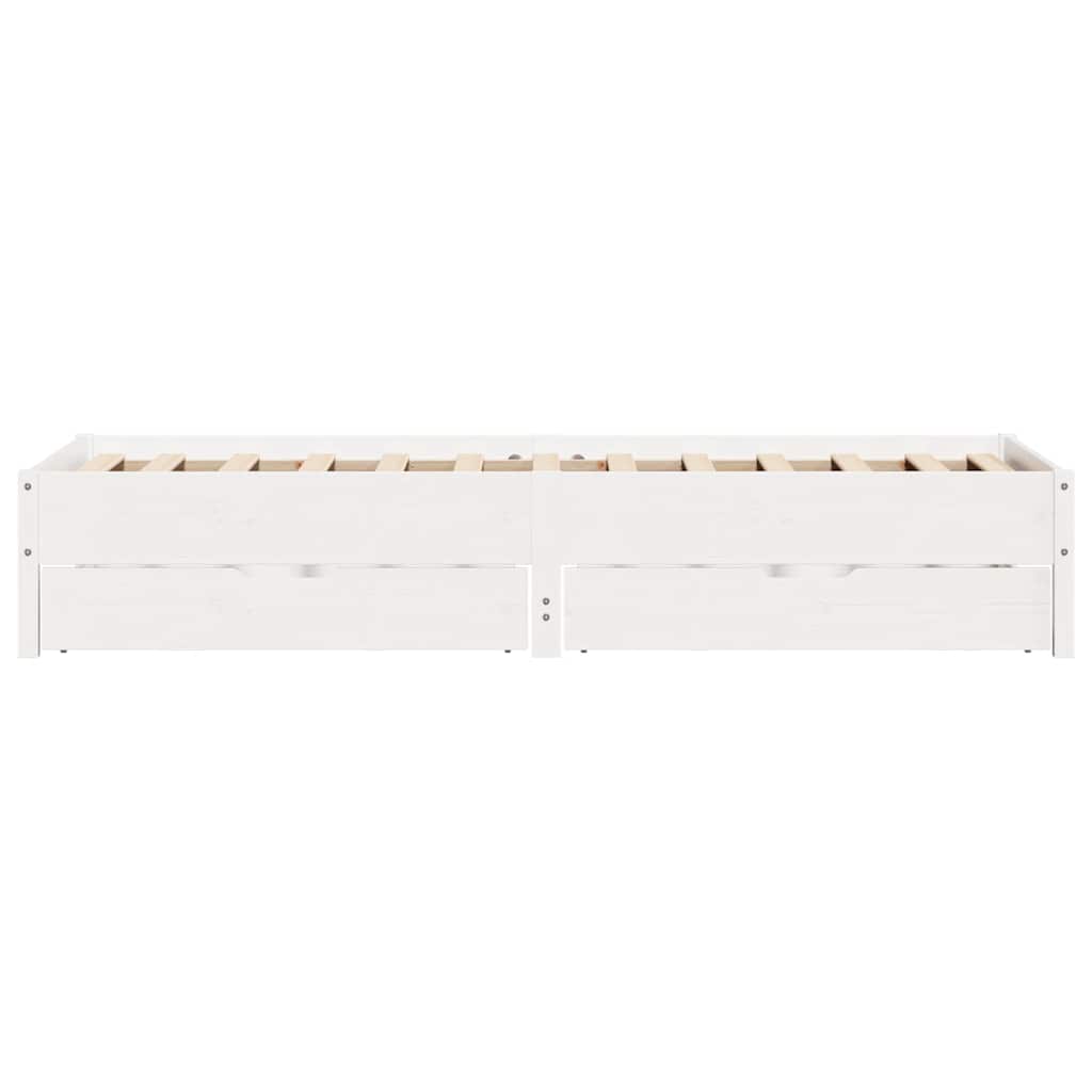 vidaXL Cadru de pat fără saltea, alb, 90x200 cm, lemn masiv pin