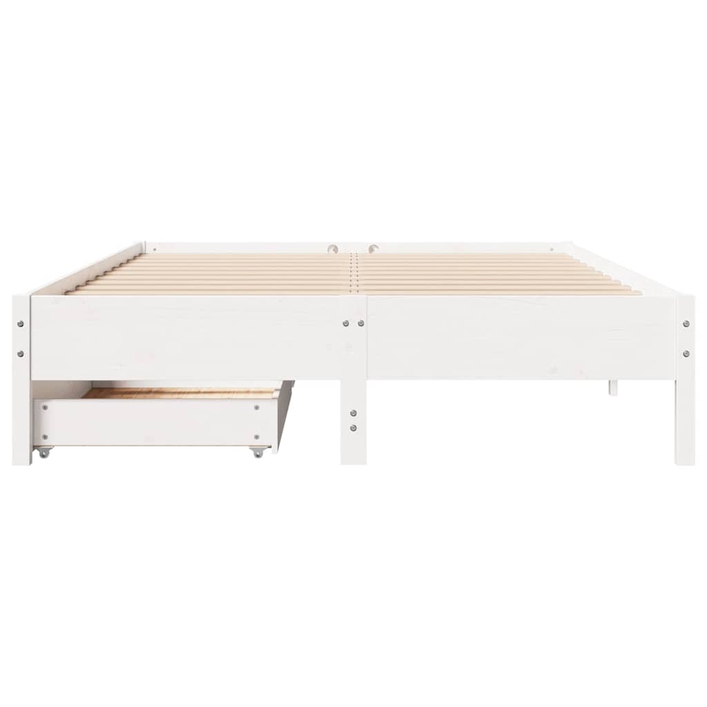 vidaXL Cadru de pat fără saltea, alb, 140x190 cm, lemn masiv de pin