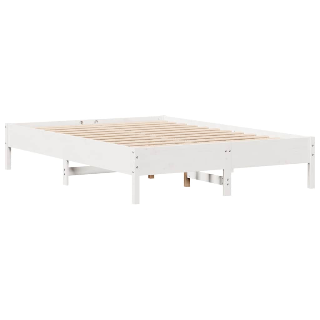 vidaXL Cadru de pat fără saltea, alb, 120x190 cm, lemn masiv pin