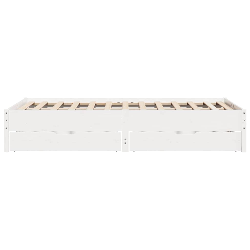 vidaXL Cadru de pat fără saltea, alb, 120x190 cm, lemn masiv pin