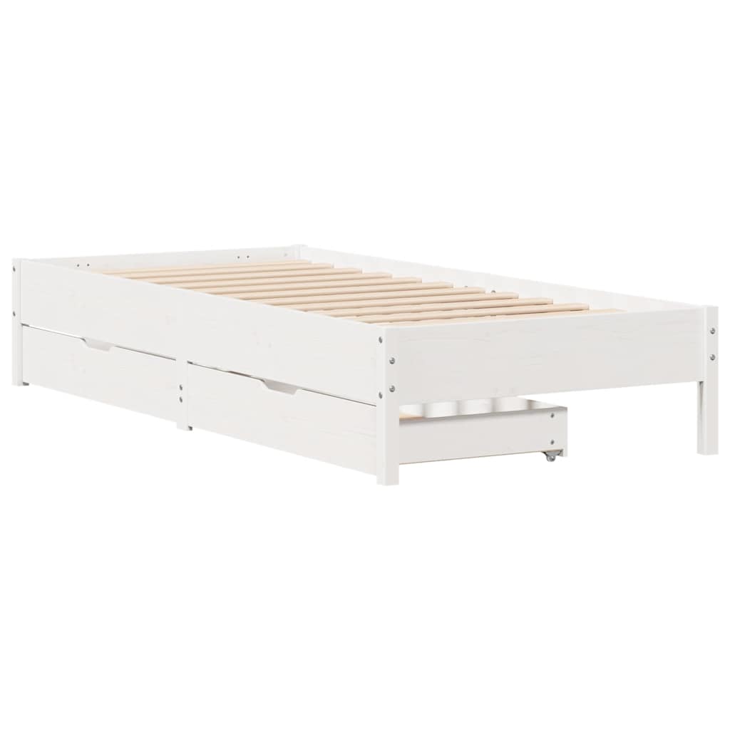 vidaXL Cadru de pat fără saltea, alb, 75x190 cm, lemn masiv de pin