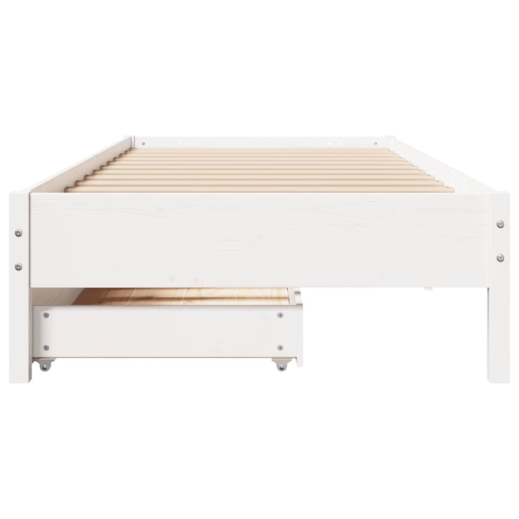 vidaXL Cadru de pat fără saltea, alb, 75x190 cm, lemn masiv de pin