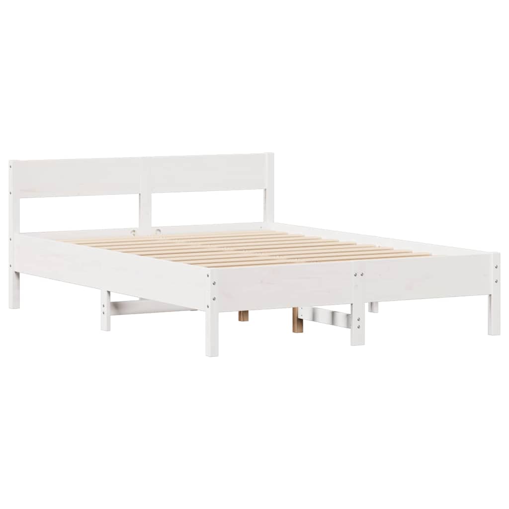 vidaXL Cadru de pat fără saltea, alb, 140x200 cm, lemn masiv pin vidaXL Cadru de pat fără saltea, alb, 140x200 cm, lemn masiv pin