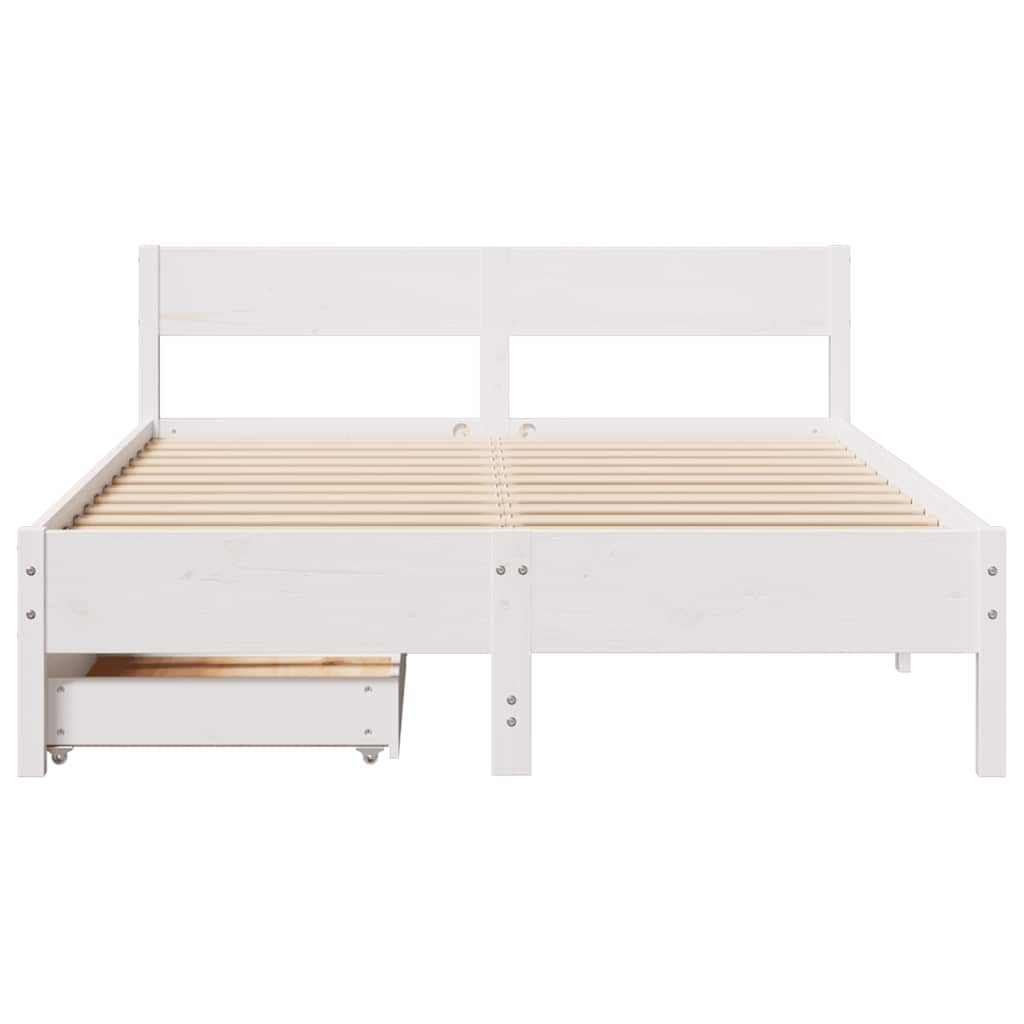 vidaXL Cadru de pat fără saltea, alb, 120x200 cm, lemn masiv pin vidaXL Cadru de pat fără saltea, alb, 120x200 cm, lemn masiv pin