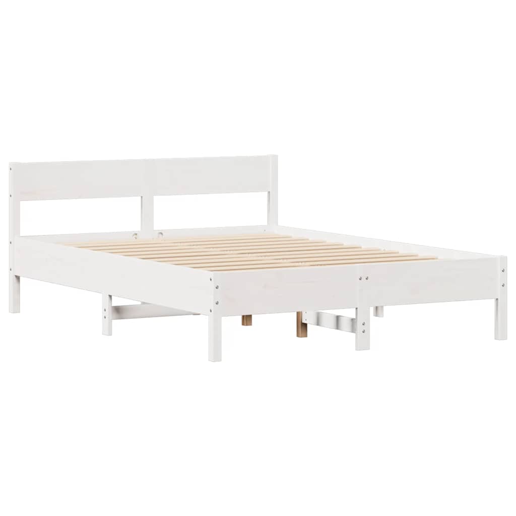 vidaXL Cadru de pat fără saltea, alb, 120x200 cm, lemn masiv pin vidaXL Cadru de pat fără saltea, alb, 120x200 cm, lemn masiv pin