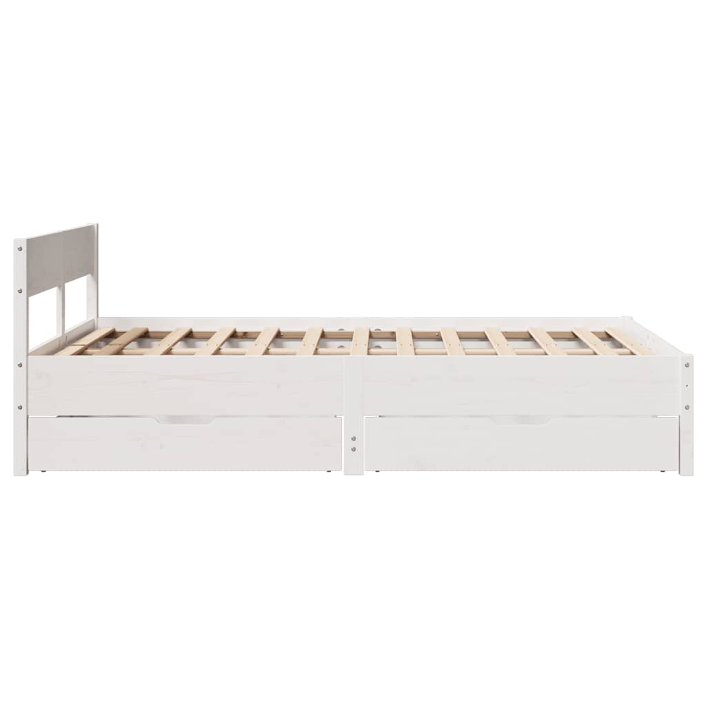 vidaXL Cadru de pat fără saltea, alb, 140x190 cm, lemn masiv de pin vidaXL Cadru de pat fără saltea, alb, 140x190 cm, lemn masiv de pin