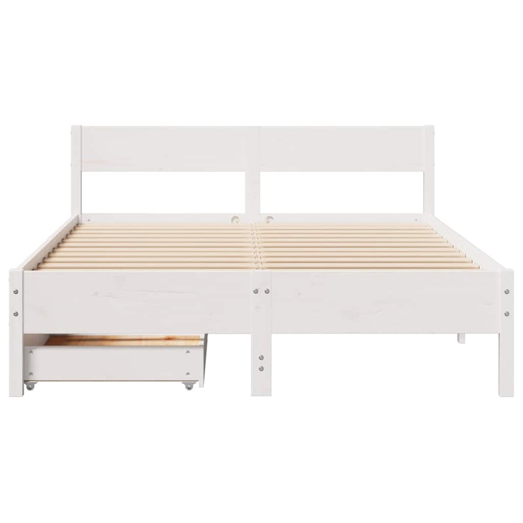 vidaXL Cadru de pat fără saltea, alb, 120x190 cm, lemn masiv pin