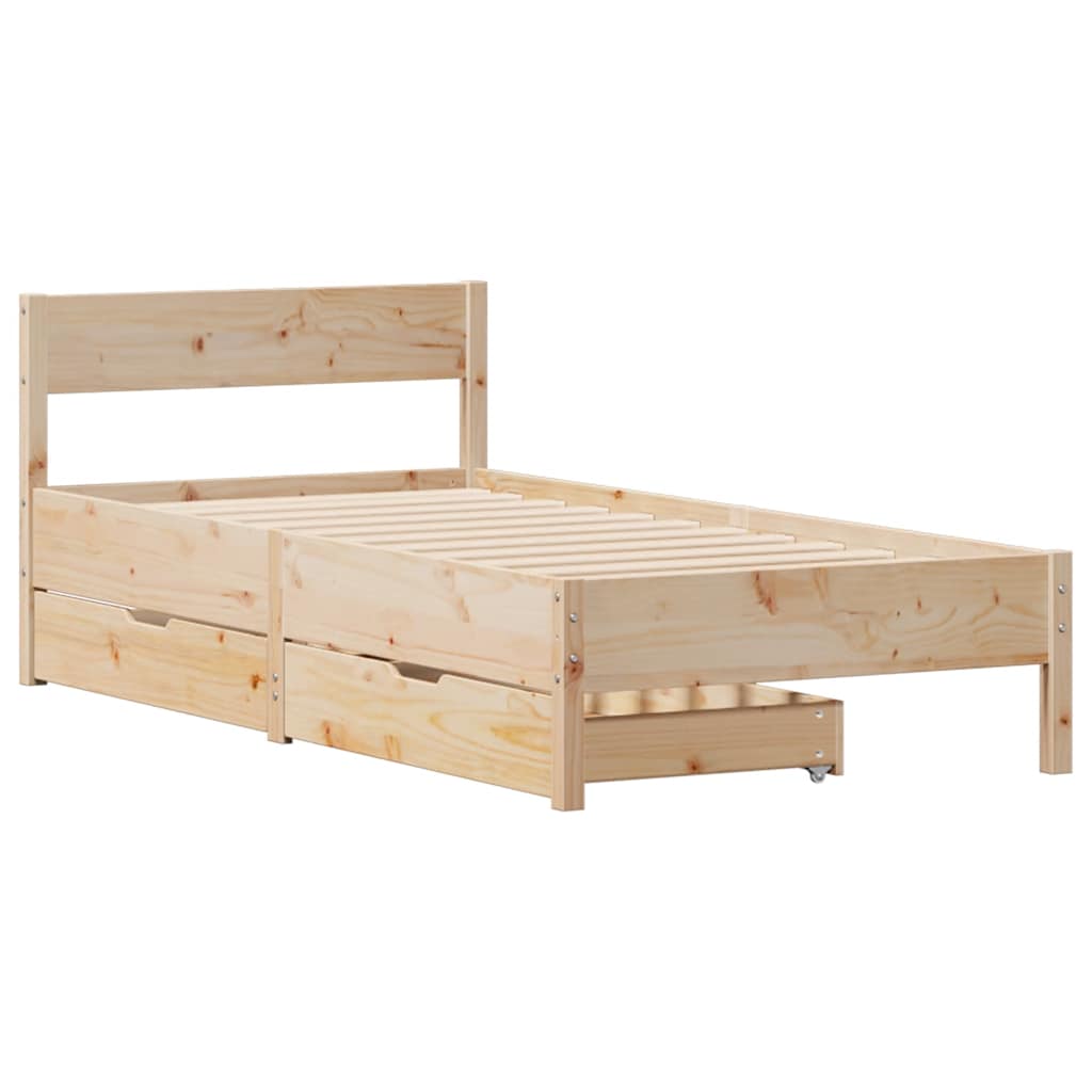 vidaXL Cadru de pat fără saltea, 75x190 cm, lemn masiv de pin