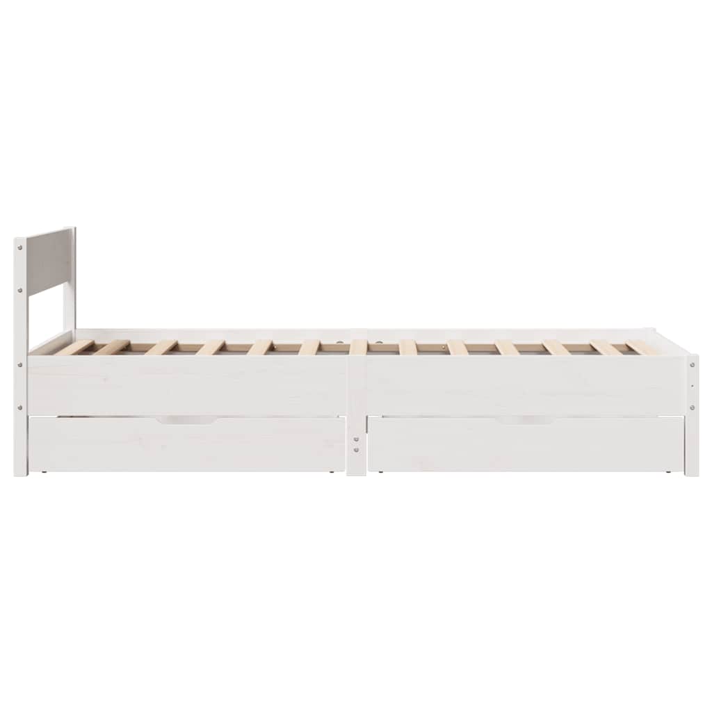 vidaXL Cadru de pat fără saltea, alb, 75x190 cm, lemn masiv de pin