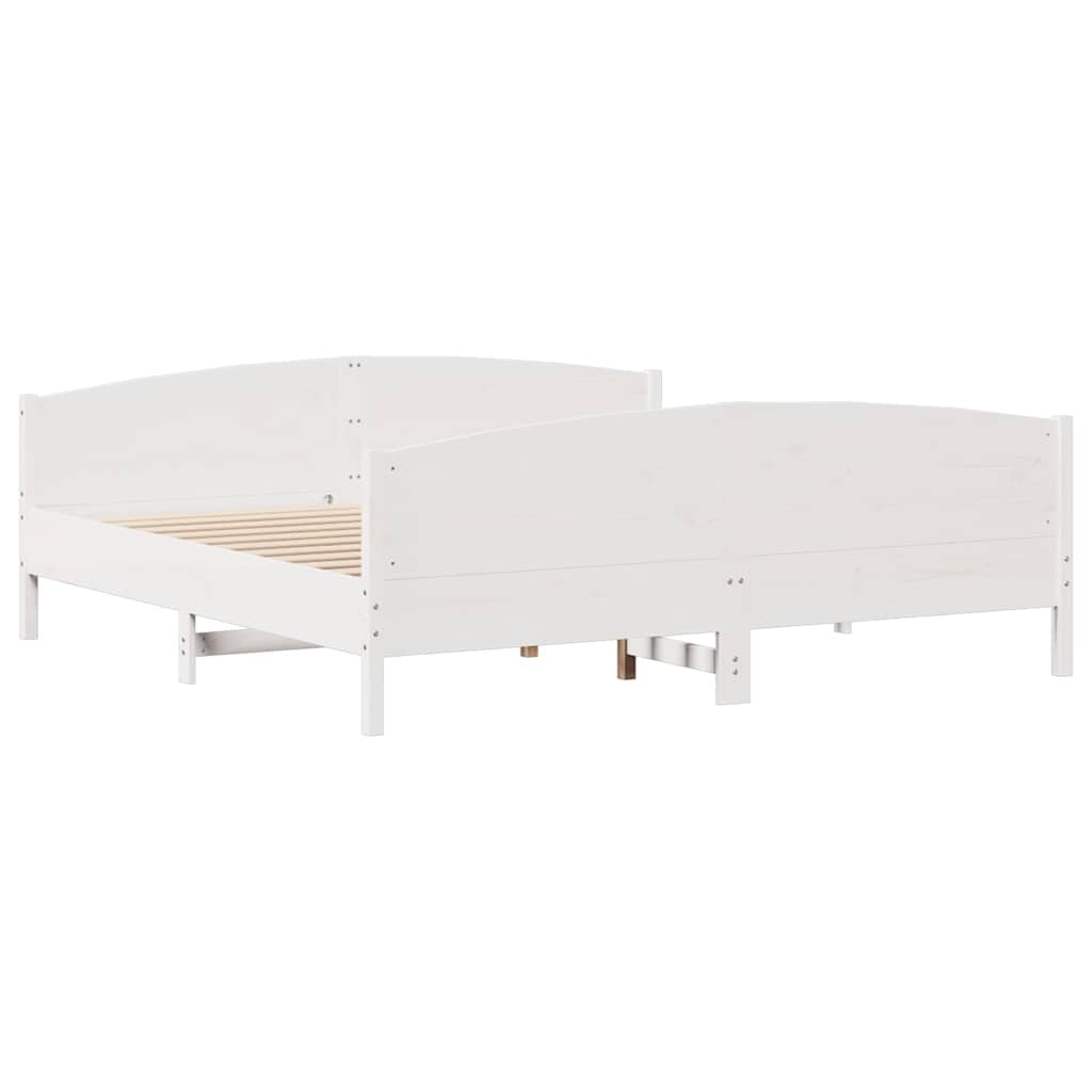 vidaXL Cadru de pat fără saltea, alb, 180x200 cm, lemn masiv pin