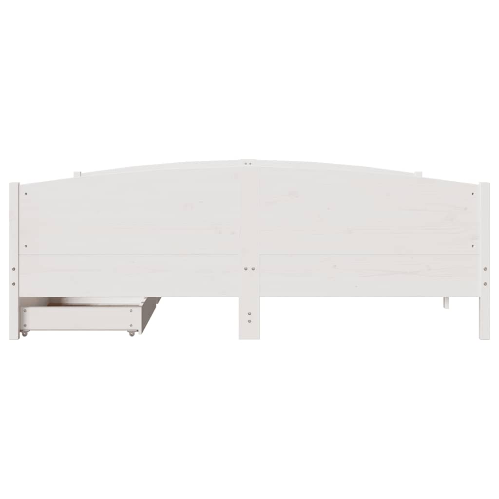 vidaXL Cadru de pat fără saltea, alb, 160x200 cm, lemn masiv pin