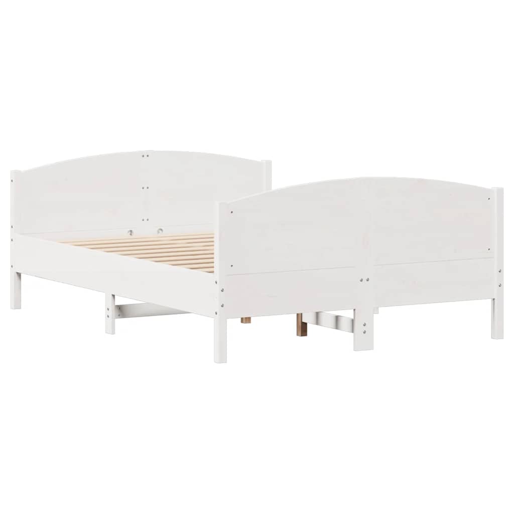 vidaXL Cadru de pat fără saltea, alb, 140x190 cm, lemn masiv de pin