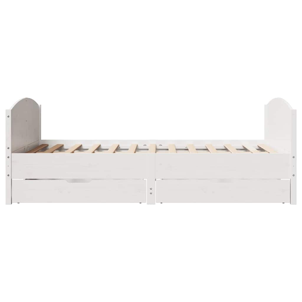 vidaXL Cadru de pat fără saltea, alb, 140x190 cm, lemn masiv de pin