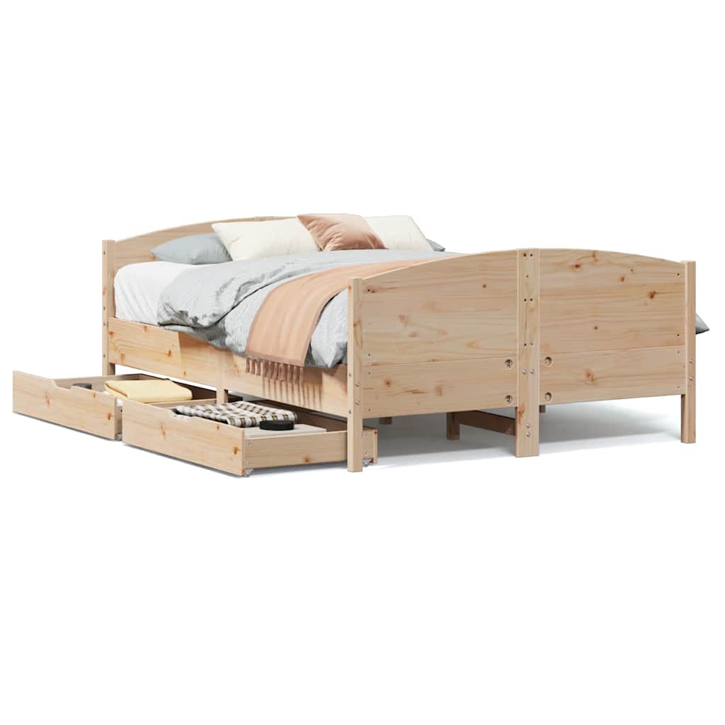 vidaXL Cadru de pat fără saltea, 135x190 cm, lemn masiv de pin