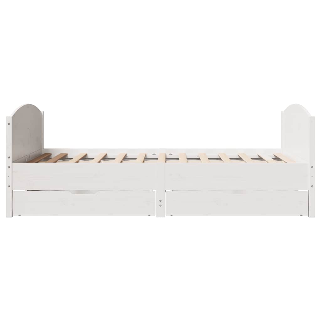 vidaXL Cadru de pat fără saltea, alb, 135x190 cm, lemn masiv de pin