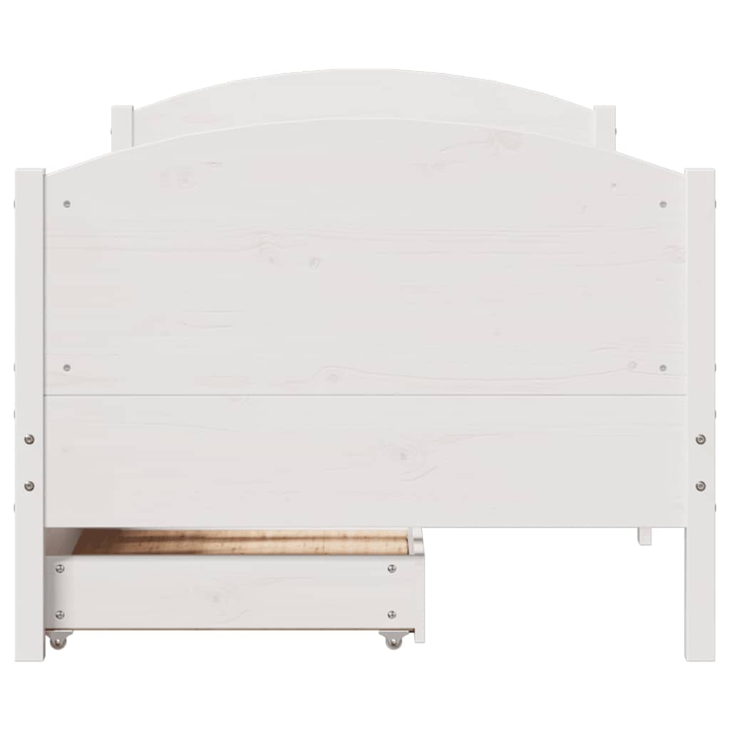 vidaXL Cadru de pat fără saltea, alb, 90x200 cm, lemn masiv pin