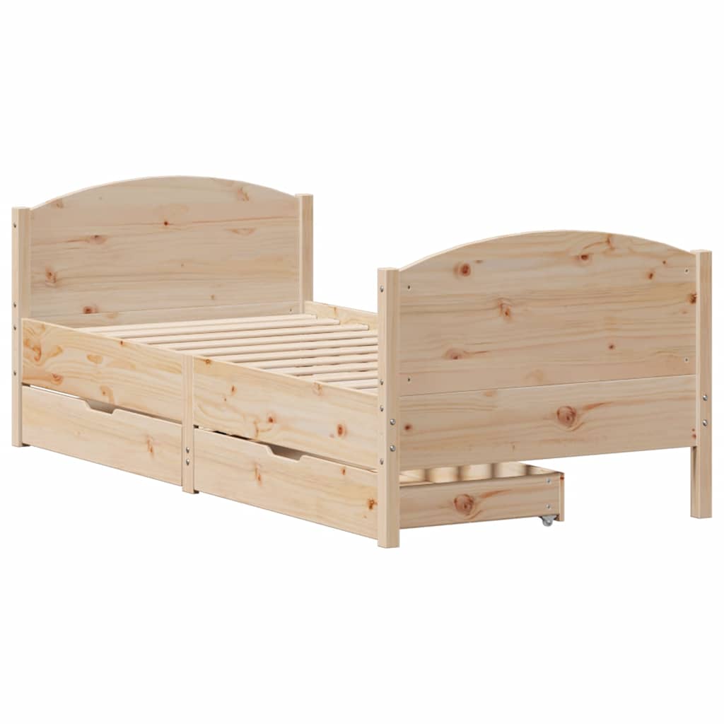 vidaXL Cadru de pat fără saltea, 75x190 cm, lemn masiv de pin