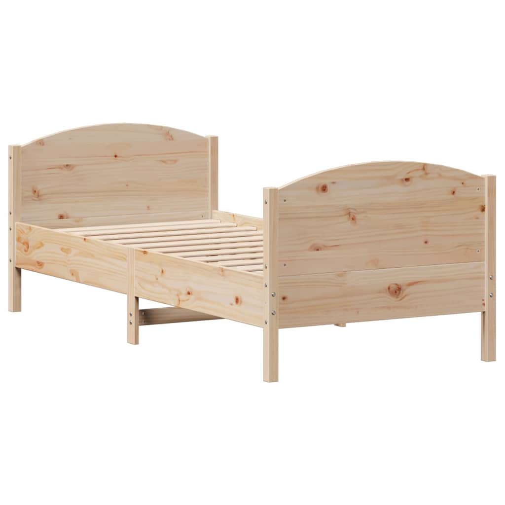 vidaXL Cadru de pat fără saltea, 75x190 cm, lemn masiv de pin