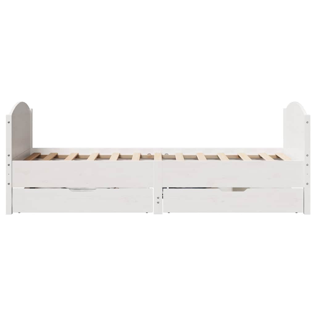 vidaXL Cadru de pat fără saltea, alb, 75x190 cm, lemn masiv de pin
