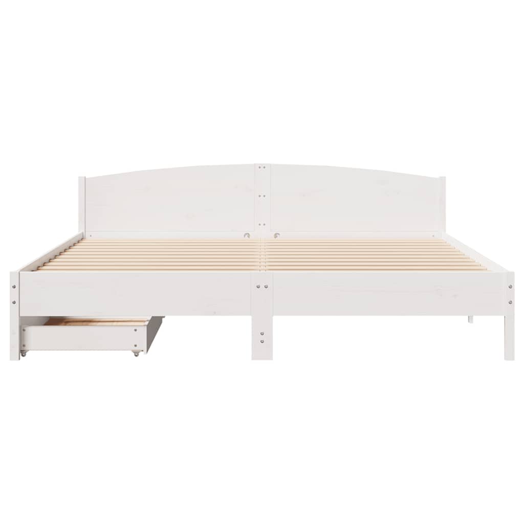 vidaXL Cadru de pat fără saltea, alb, 200x200 cm, lemn masiv pin