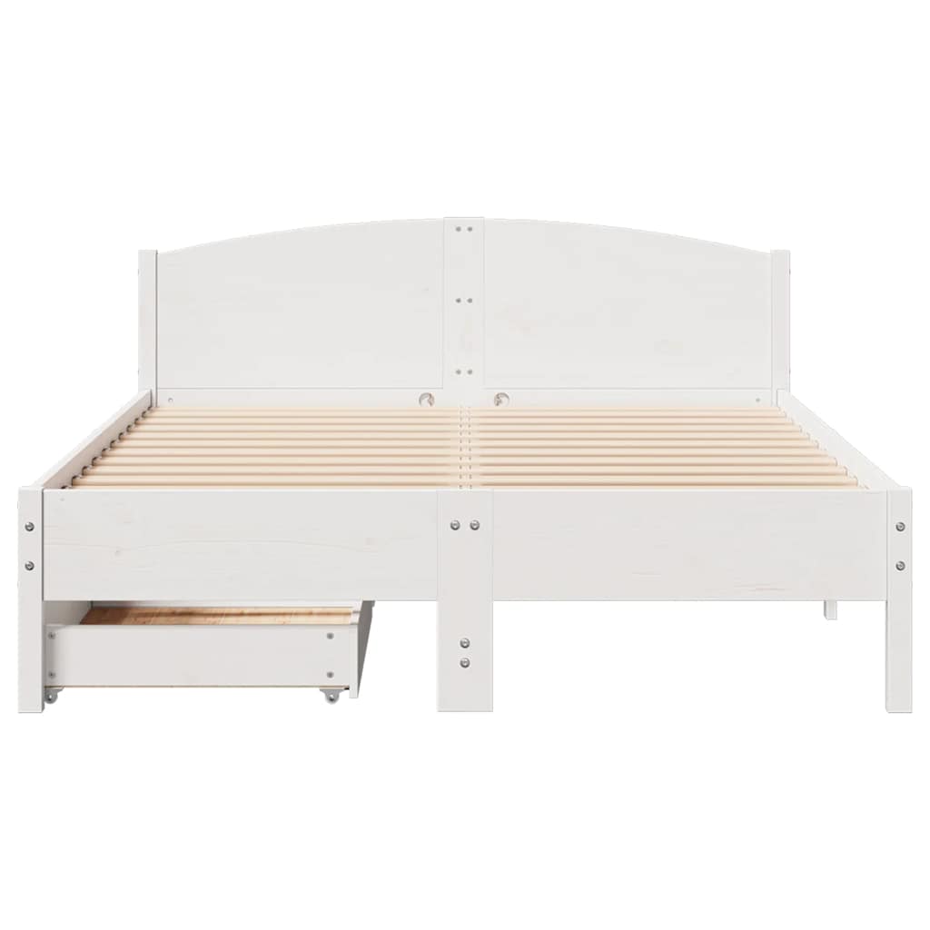 vidaXL Cadru de pat fără saltea, alb, 150x200 cm, lemn masiv pin vidaXL Cadru de pat fără saltea, alb, 150x200 cm, lemn masiv pin