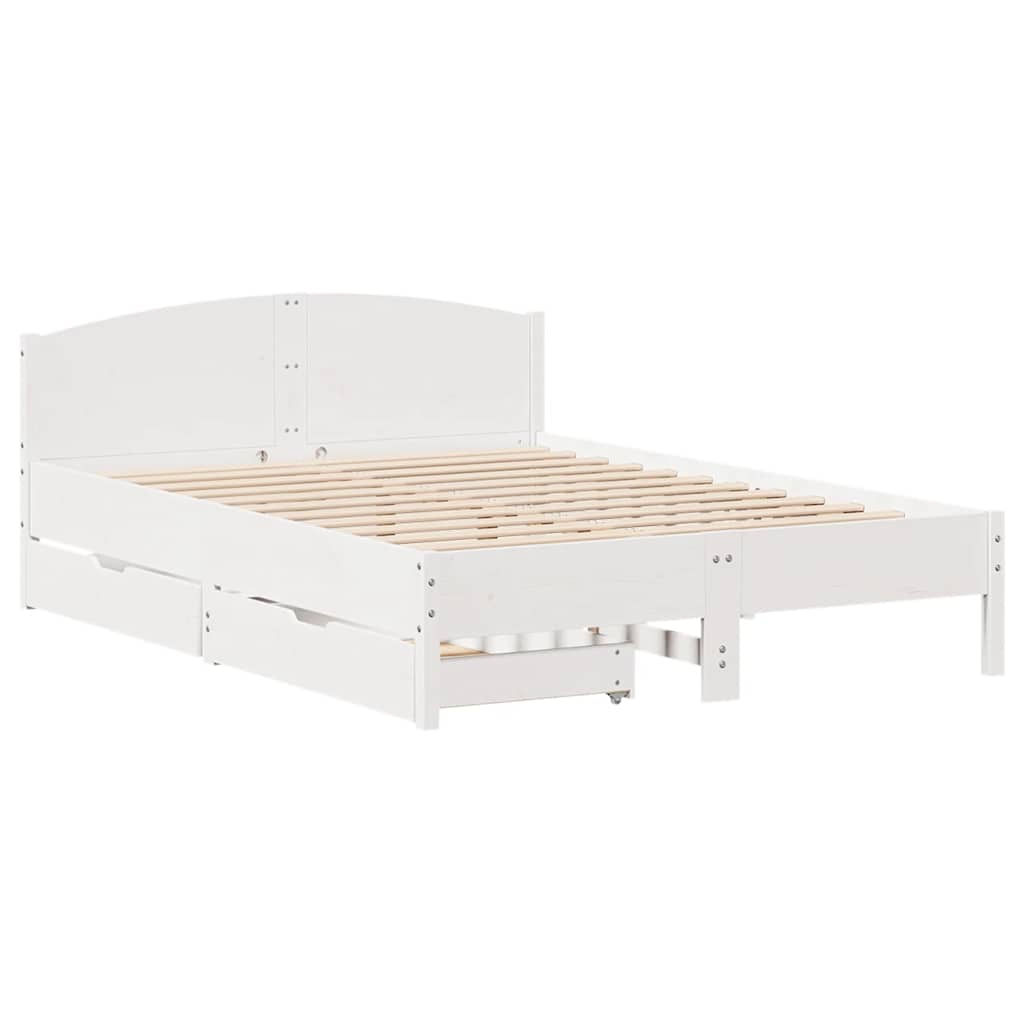 vidaXL Cadru de pat fără saltea, alb, 120x200 cm, lemn masiv pin vidaXL Cadru de pat fără saltea, alb, 120x200 cm, lemn masiv pin