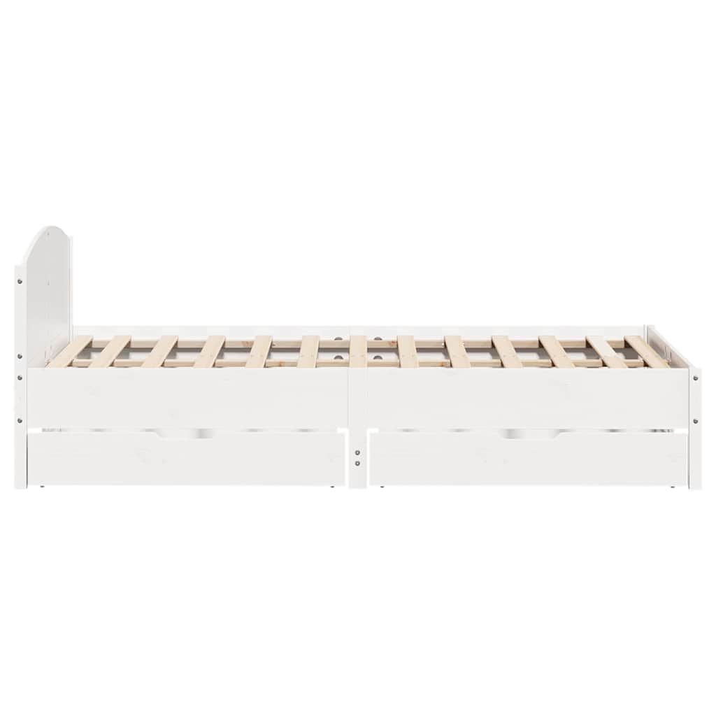 vidaXL Cadru de pat fără saltea, alb, 135x190 cm, lemn masiv de pin vidaXL Cadru de pat fără saltea, alb, 135x190 cm, lemn masiv de pin